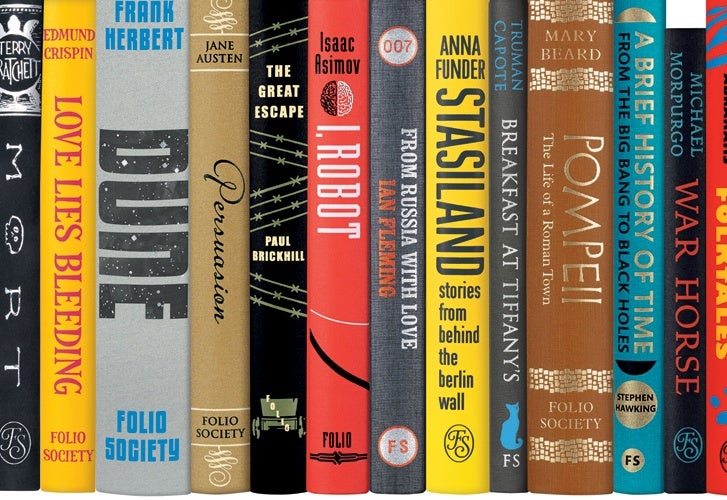 Spines of The Folio Society book editions