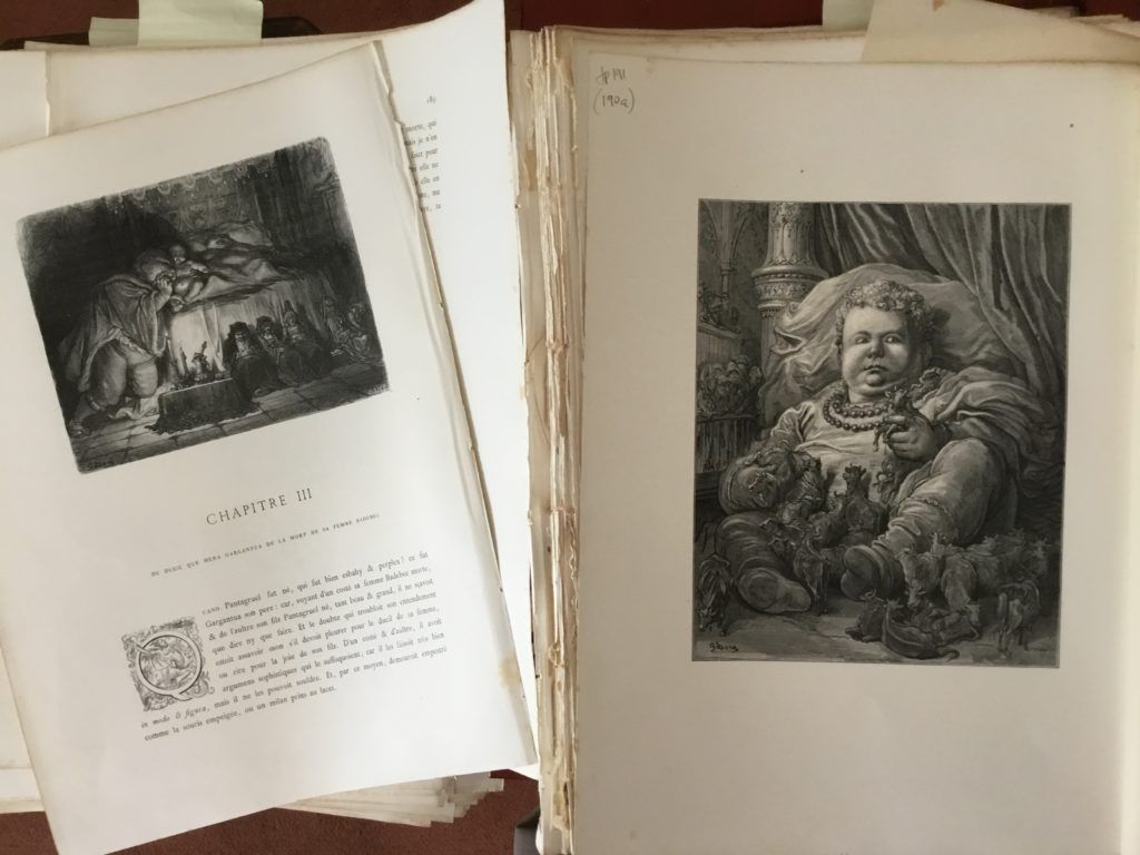 A damaged copy of Rabelais’ Gargantua and Pantagruel