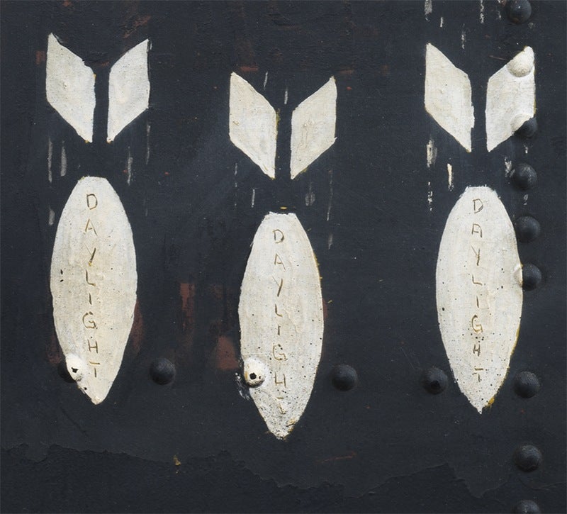 White 'daylight' bombs painted on a WW2 bomber, at the Imperial War Museum in London
