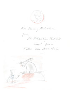 The dedication and pencil sketch from William Nicholson to his daughter Penny