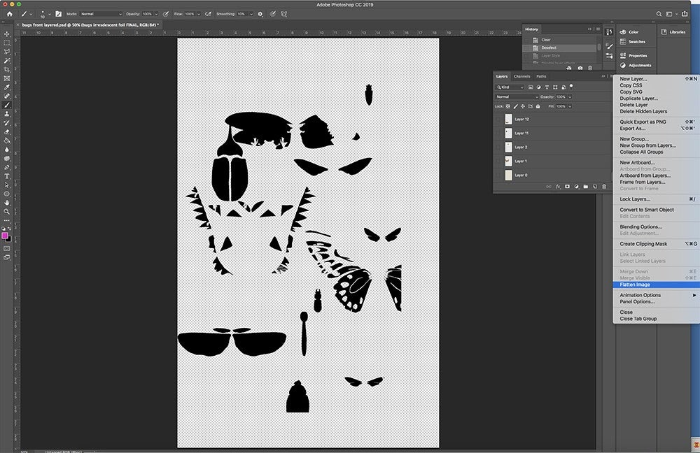 Black version of the artwork, to show where iridescence will be applied