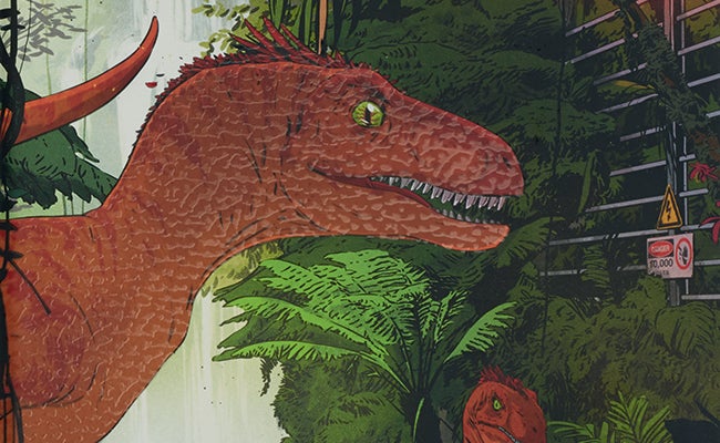 Velociraptor illustration by Vector That Fox for the cover of Jurassic Park, The Folio Society 2020