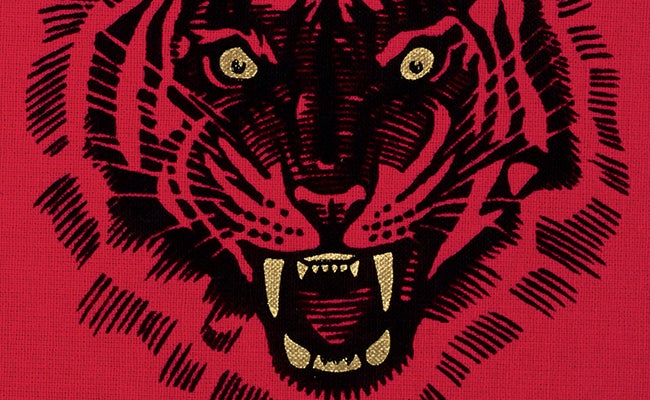 Detail of the front cover tiger illustration for Sharpe's Tiger, The Folio Society