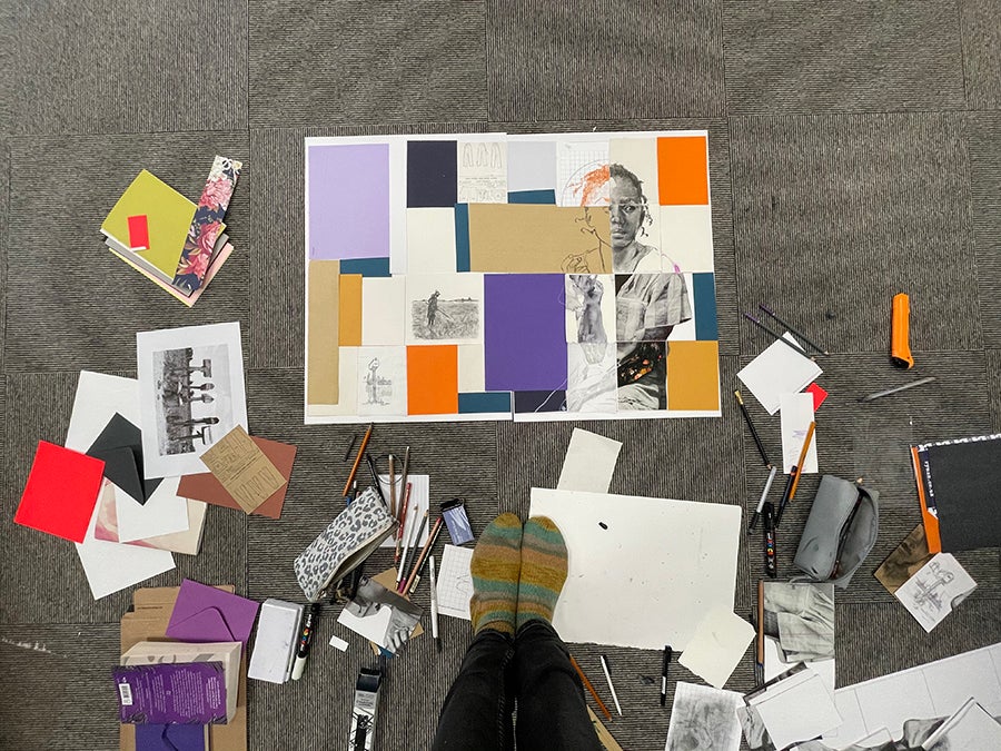 This Folio Life: Lela Harris on illustrating The Color Purple Image of Lela Harris putting together the binding design for the Folio edition of The Color Purple