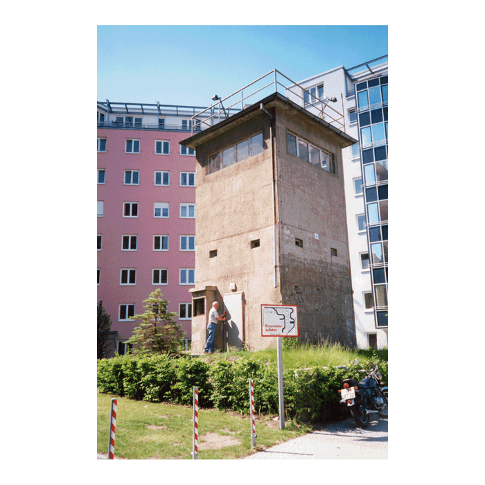 Wall control tower, now surrounded by new apartment buildings, Berlin, 2000. (Anna Funder)