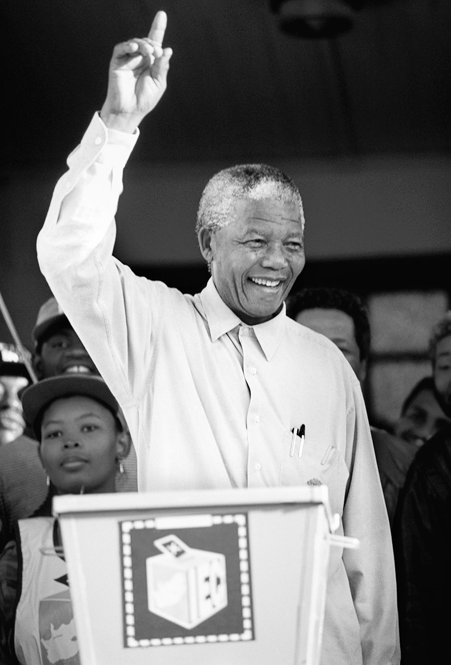 Mandela casting his vote in South Africa’s first general election. Photograph by Peter Magubane, 1994 Mandela casting his vote in South Africa’s first general election. Photograph by Peter Magubane, 1994