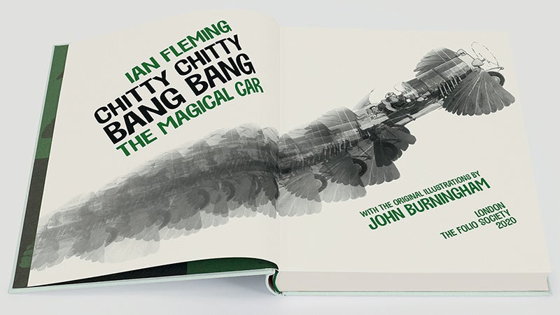The opening title page for Chitty Chitty Bang Bang, The Folio Society 2020 The opening title page for Chitty Chitty Bang Bang, The Folio Society 2020